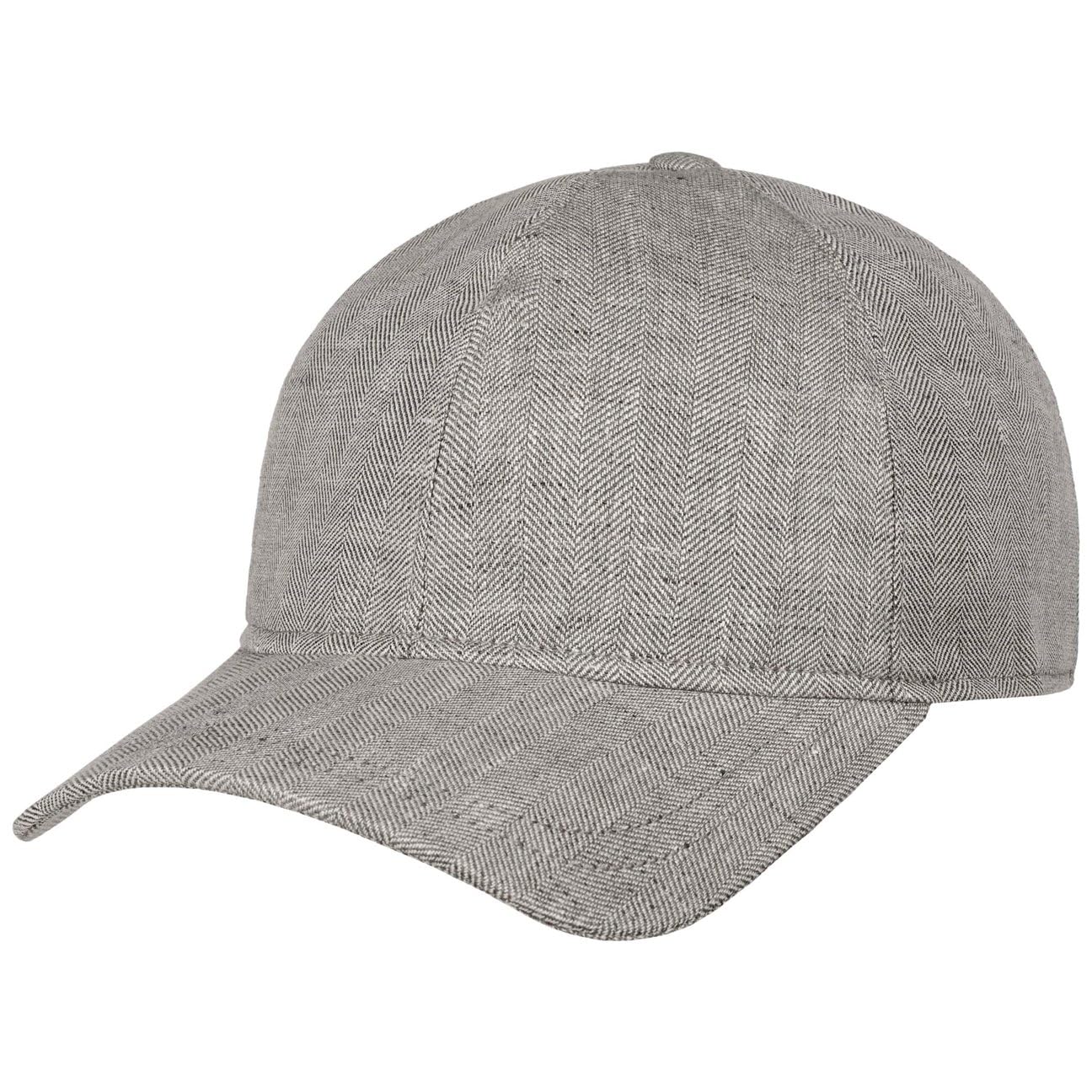 Borsalino Hiker Herringbone Cap Basecap czapka bejsbolówka lniana czapka bawełniana męska – Made in Italy z daszkiem, podszewką, zapięciem na rzepy