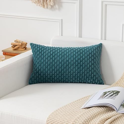 Vista 474 de Kevin Textile - Juego de 2 fundas decorativas para cojines, de pana y con moderno estilo campestre bohemio a rayas para decorar hogar, sofá, cama