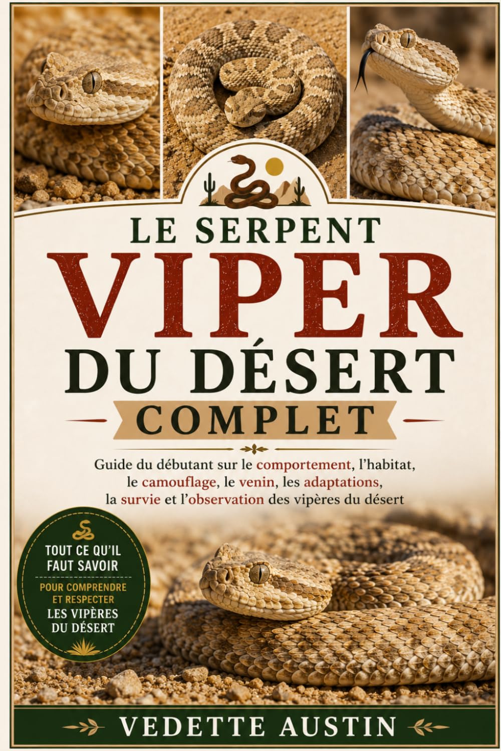 LE SERPENT VIPER DU DÉSERT COMPLET: Guide du débutant sur le comportement, l'habitat, le camouflage, le venin, les adaptations, la survie et l'observation des vipères du désert (French Edition)