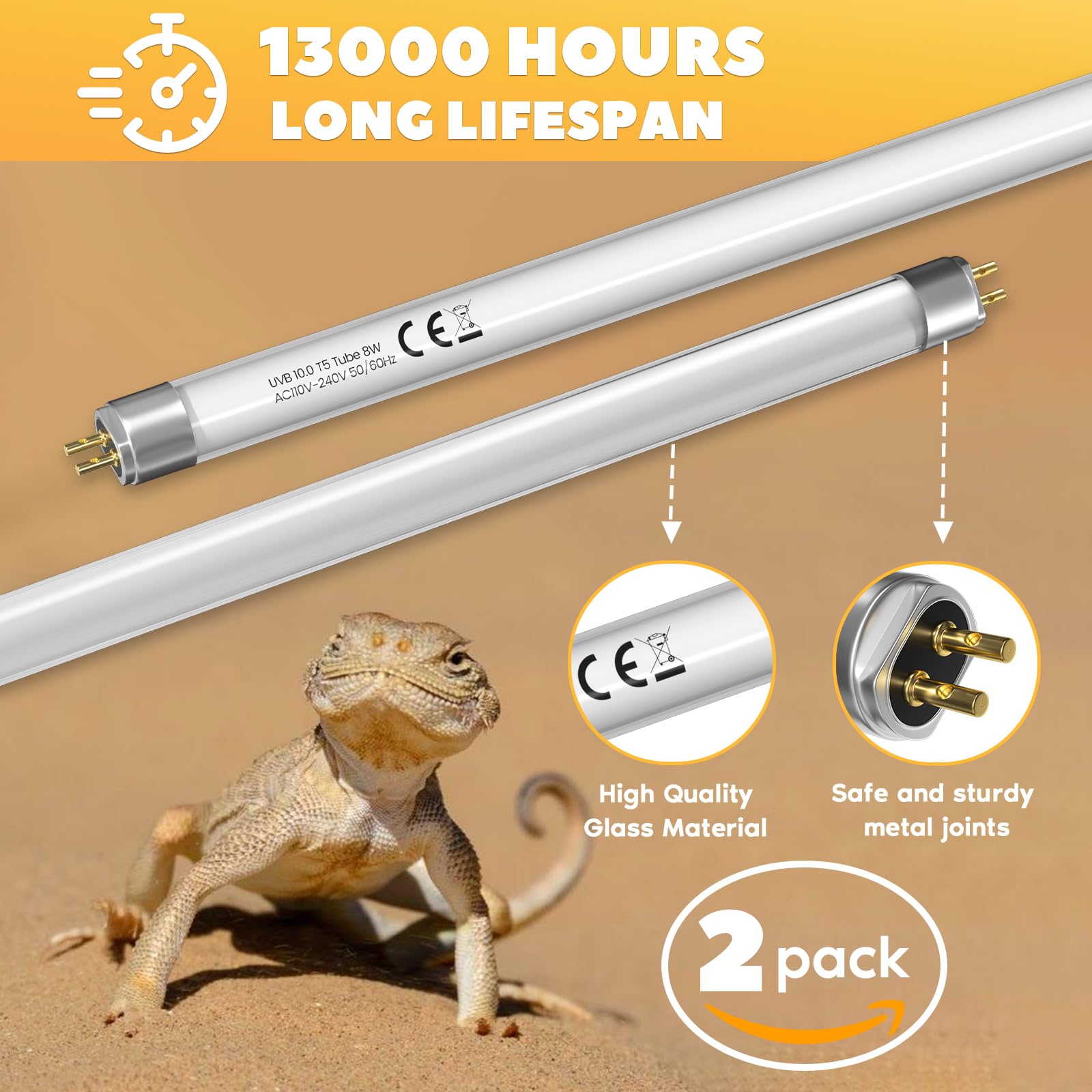 GlowUp 12inch T5 8W 10.0 Reptile UVB Bulb T5 UVB Reptile Light Bulb UVA UVB Lamp Tube for Bearded Dragons Turtles Chameleon and Lizards Tropical Desert Reptiles- 2Pack - image 5