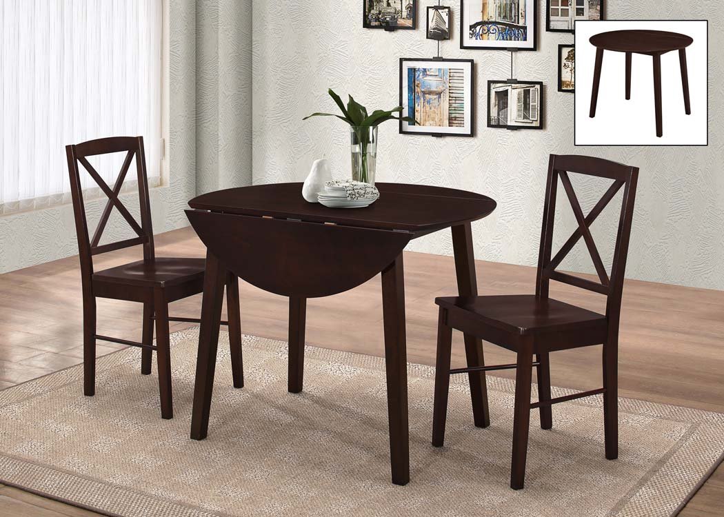 Kings Brand Furniture Piece Wood Dinette Drop Leaf Table Chairs  Dining Set, Cappuccino