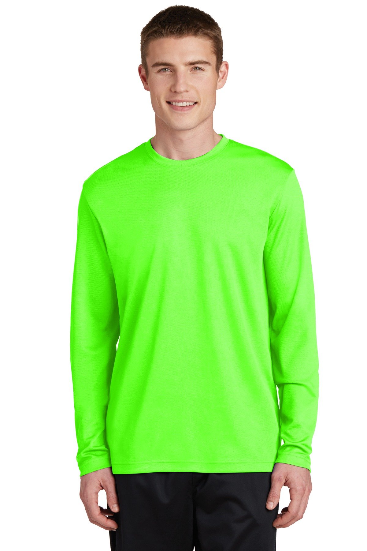 SPORT-TEK PosiCharge RacerMesh Long Sleeve Tee | Workout T-Shirt for Men & Women, Athletic Gym Clothing for Spring & Summer Neon Green