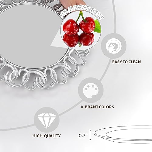 Miniatura 3 de MAONAME Juego de 6 platos de carga plateados de 13 pulgadas, cargadores de espejo para platos llanos, cargadores de platos de plástico con borde de