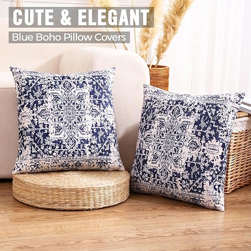 Miniatura 5 de CARRIE HOME Juego de 2 fundas de almohada lumbar de terciopelo azul marino y blanco de 12 x 20 pulgadas para decoración de habitación de estilo