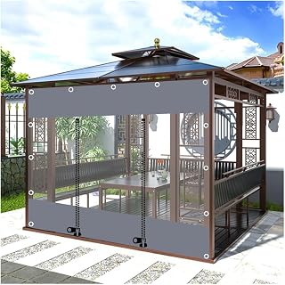 Outdoor Clear Tarp Curtains, Gazebo Waterproof Tarpaulin Side Panels, Pvc Heavy Duty Tarpaulin With Zip, Pergola Patio Porch Carport Transparent Tarpaulin Side Panels,LxH-3.2x2.3m/10.5 * 7.5ft