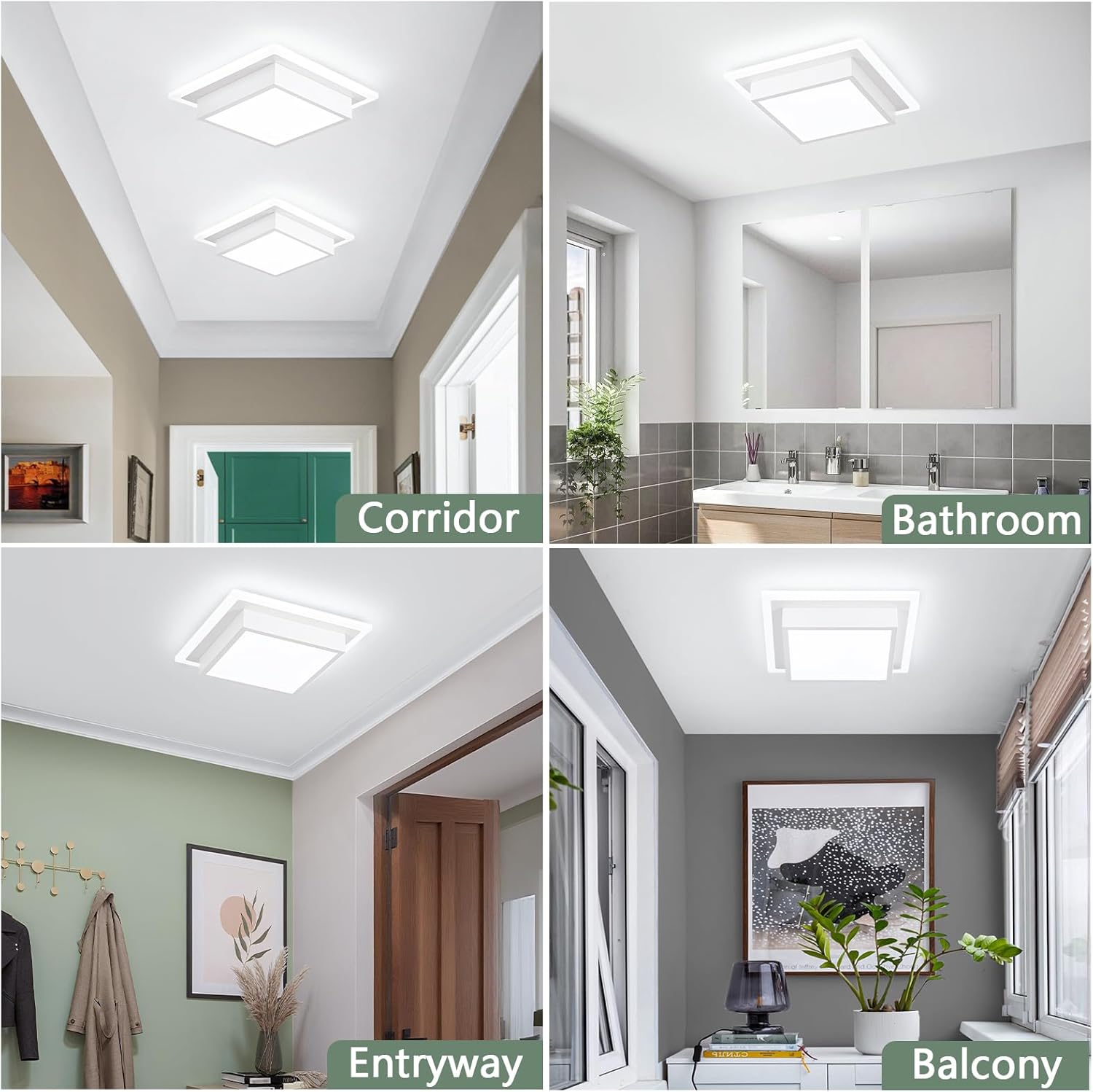 Modern LED Ceiling Light Fixtures, Hallway Ceiling Light Fixture, Bathroom Ceiling Light Fixtures 32W 6000K, Square Ceiling Light for Kitchen Living Room Bedroom Bathroom