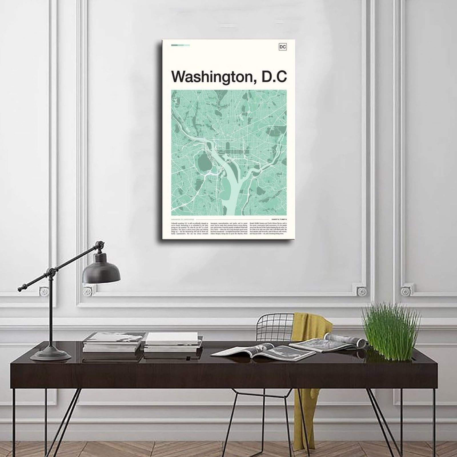 Washington DC Karte Leinwand Poster Schlafzimmer Dekor Landschaft Büro Zimmer Dekor Geschenk 50 x 75 cm