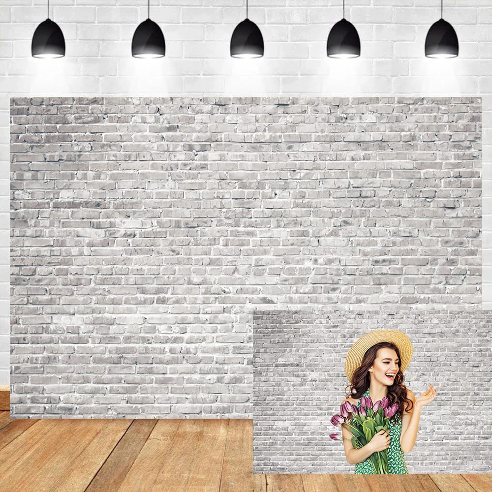 20x10ft Retro White Brick Wall Backdrop Classical Vintage Design Photography Background Party Booth Banner Kids Adult Art Portrait Photos Video Shooting Vinyl Studio Props