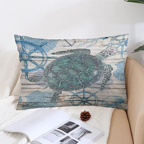 Miniatura 5 de Throw Pillow Case Cushion Cover Blue Octopus Pillowcases 20x30 Sea Turtle Cojines Decorativos para Sala Hotel Cafe Car Sofa Zippered Pillow Case