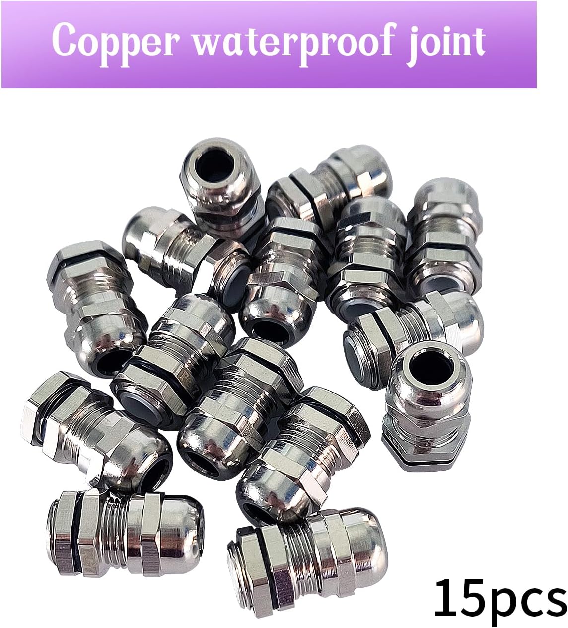 15PCS PG7 Cable Gland Waterproof Metal Cable Glands Joints Adjustable Connector Easy Cable Management Adjustable Connector for 3-6.5mm Dia Cable (PG7)