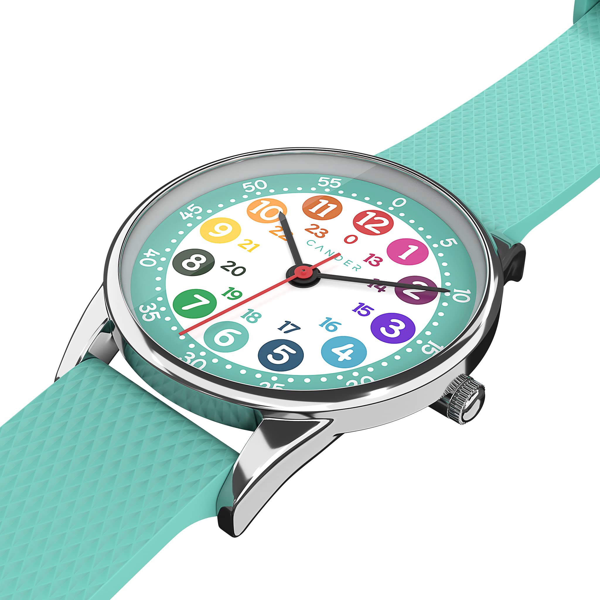 Cander Berlin MNA 1330 T Montre d'apprentissage analogique étanche pour enfant garçon et fille Turquoise