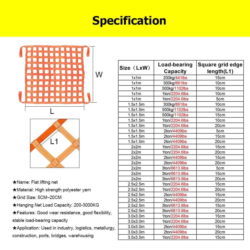 rete da carico, For Carico E Scarico Di Oggetti Pesanti Lavori(2x2m-3ton/6613.9lbs-20cm)