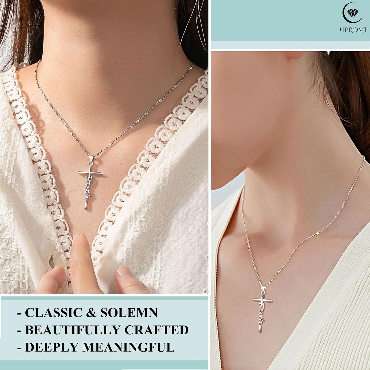 UPROMI Cross Necklace for Women Christian Gifts for Mom/Daughter/Nana/Strength - Image 4