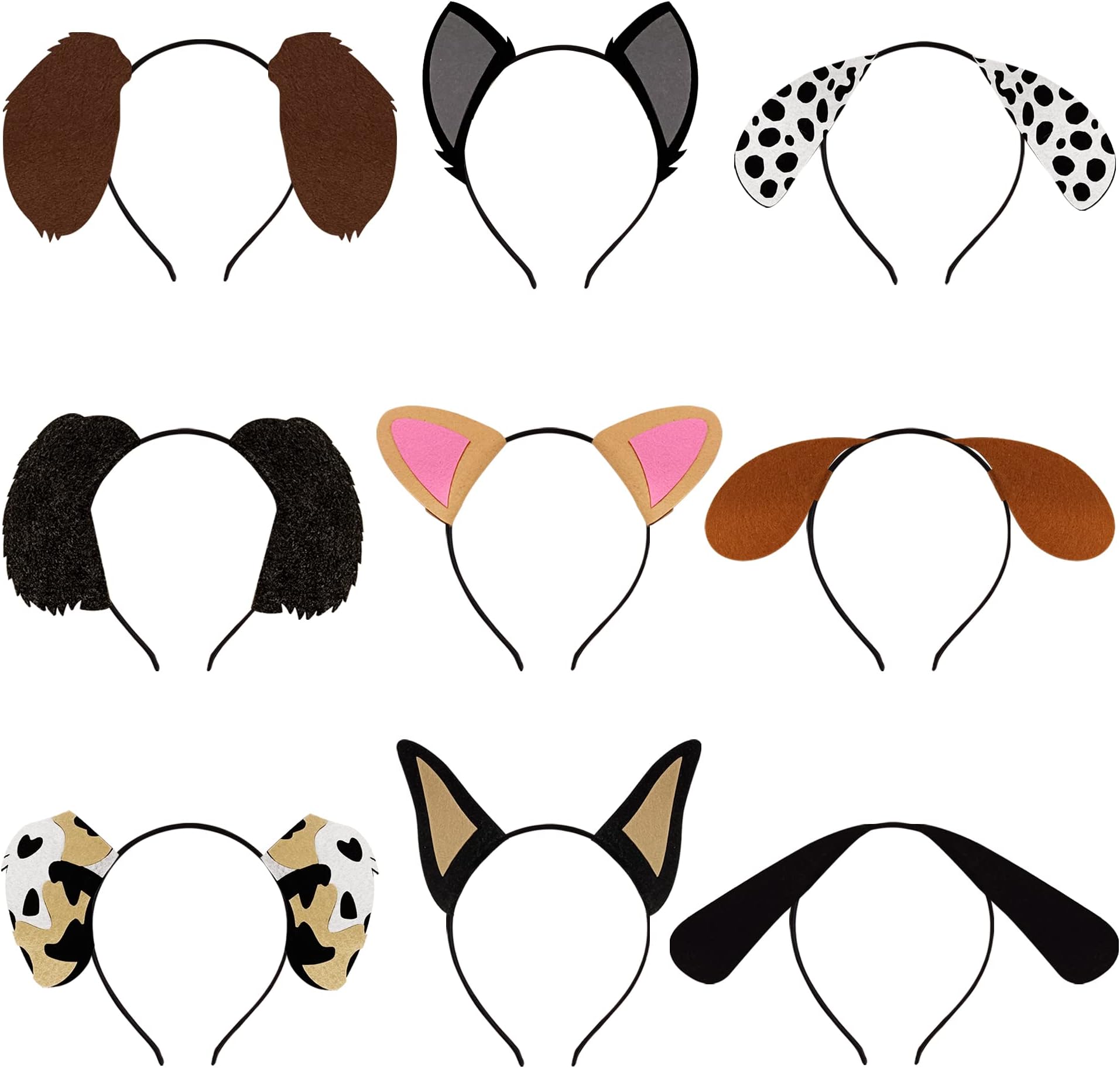 9PCS Dogs Ear Headbands for Pet Birthday Party Favors for Costumes Dress-Up Party Supplies