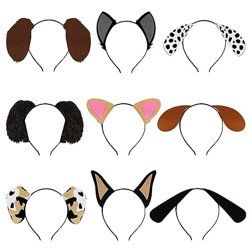 9 diademas de orejas para perros para mascotas, recuerdos de fiesta de cumpleaños para disfraces, suministros de fiesta de disfraces