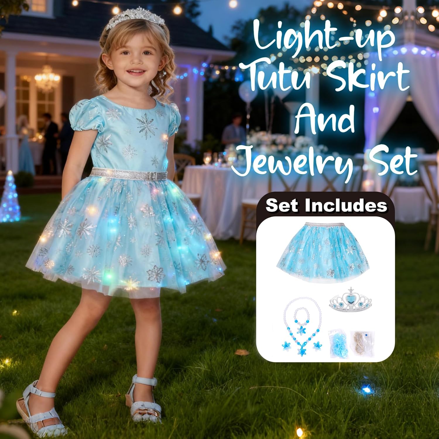 Princess Dress Up for Girls, Light Up Costume Clothes Birthday Gift Toys for Toddlers 3-8 - Image 4