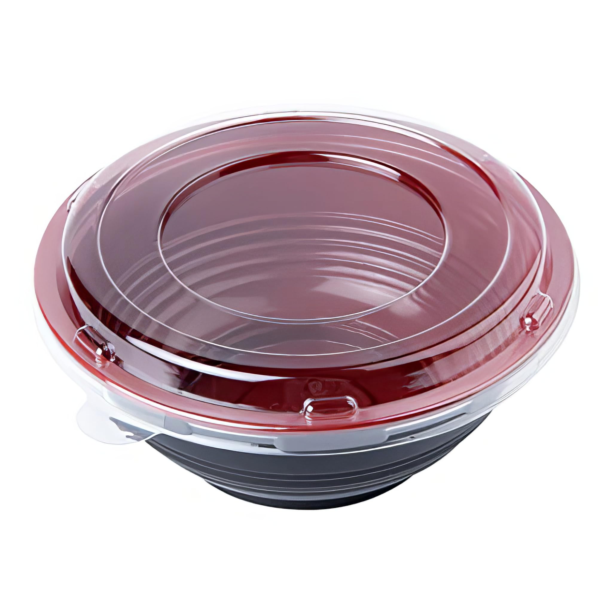 POPMISOLER 300-Pack 24oz Asian-style microwave salad bowls (with lids) | Red and black disposable takeaway bowls | For picnics and takeaways