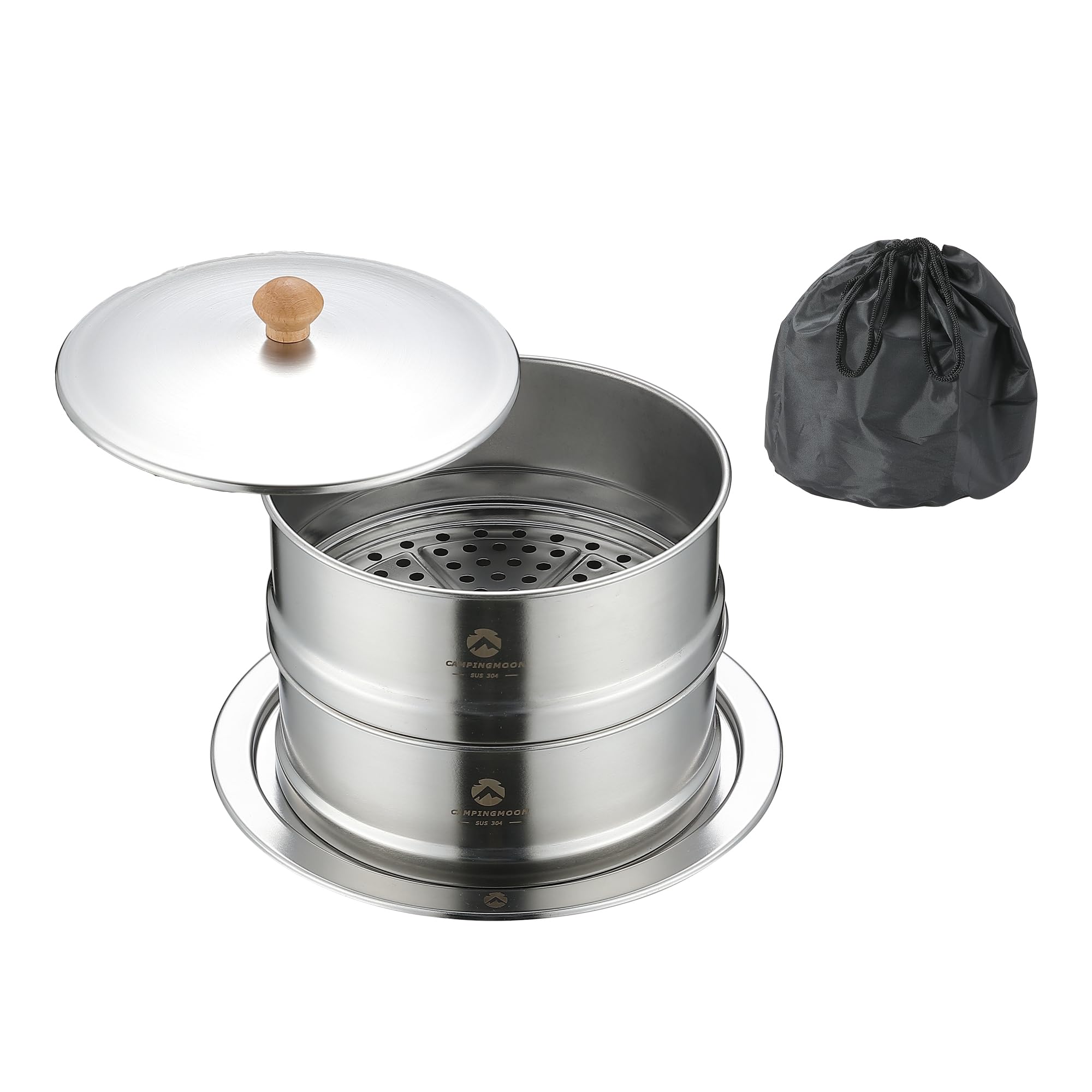 Cuiseur vapeur Campingmoon S363-2S double couche en inox pour le camping