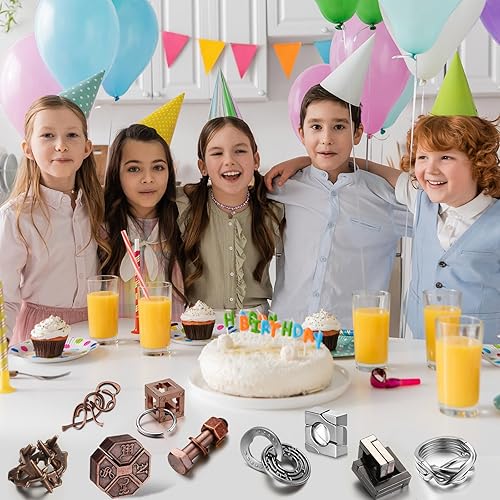 Miniatura 6 de Wettarn Rompecabezas de metal para adultos, rompecabezas de acero 3D para adultos, rompecabezas de desbloqueo entrelazado para adultos, juegos de