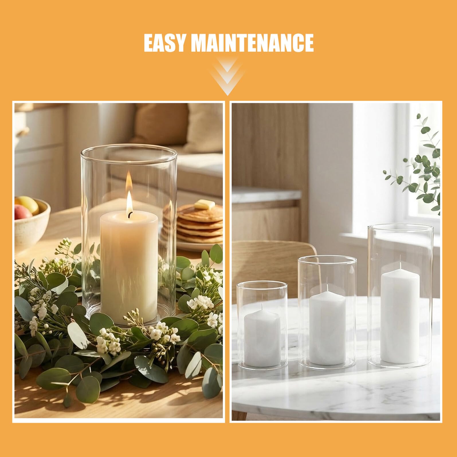 3 Pièces Bougeoir en Verre Borosilicate Transparent -Jour Cylindrique Droit pour Bougies -Plat Résistant à Haute Température, pour Rassemblements Intérieurs