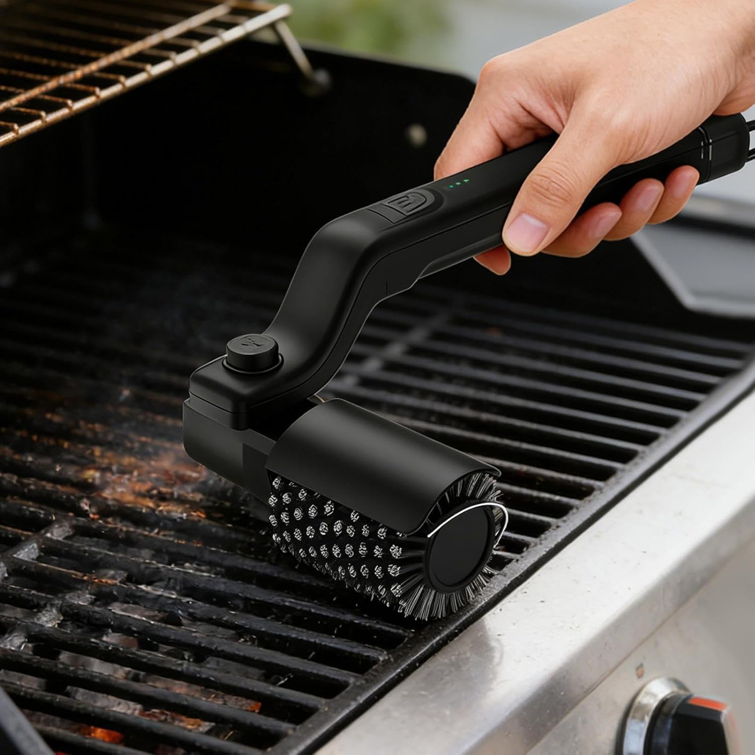 Elektryczny Szczotka Do Grillu, 180° Obracający Czyszczak, Regulowane Głowice, Antyślizgowa Ręka, Bezprzewodowy I Ładowany Czyszczenia Zewnetrznego