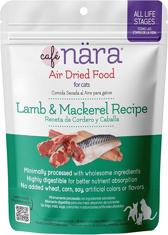 Ração seca para gatos Café Nara Air Dried, receita de cordeiro e cavala, 142 g