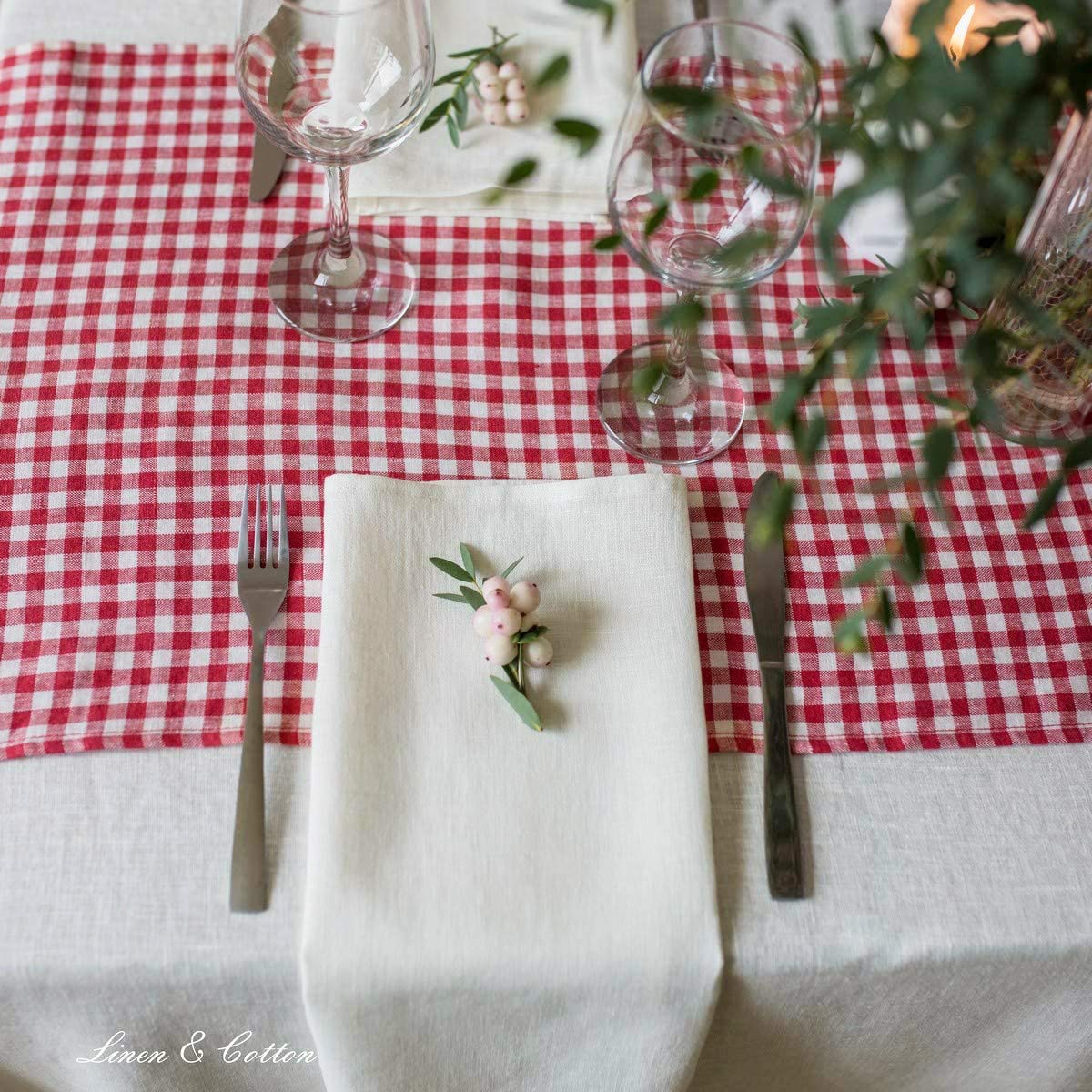 Linen & Cotton 4x Textiel Stoffen Diner Servetten Verscheidene Kleuren Hygge - 100% Linnen, Donkerblauw Blauw (45 x 45 cm) Keukenlinnen voor Keuken Eettafel Salontafel Dagelijks Gebruik Kerstmis Pasen