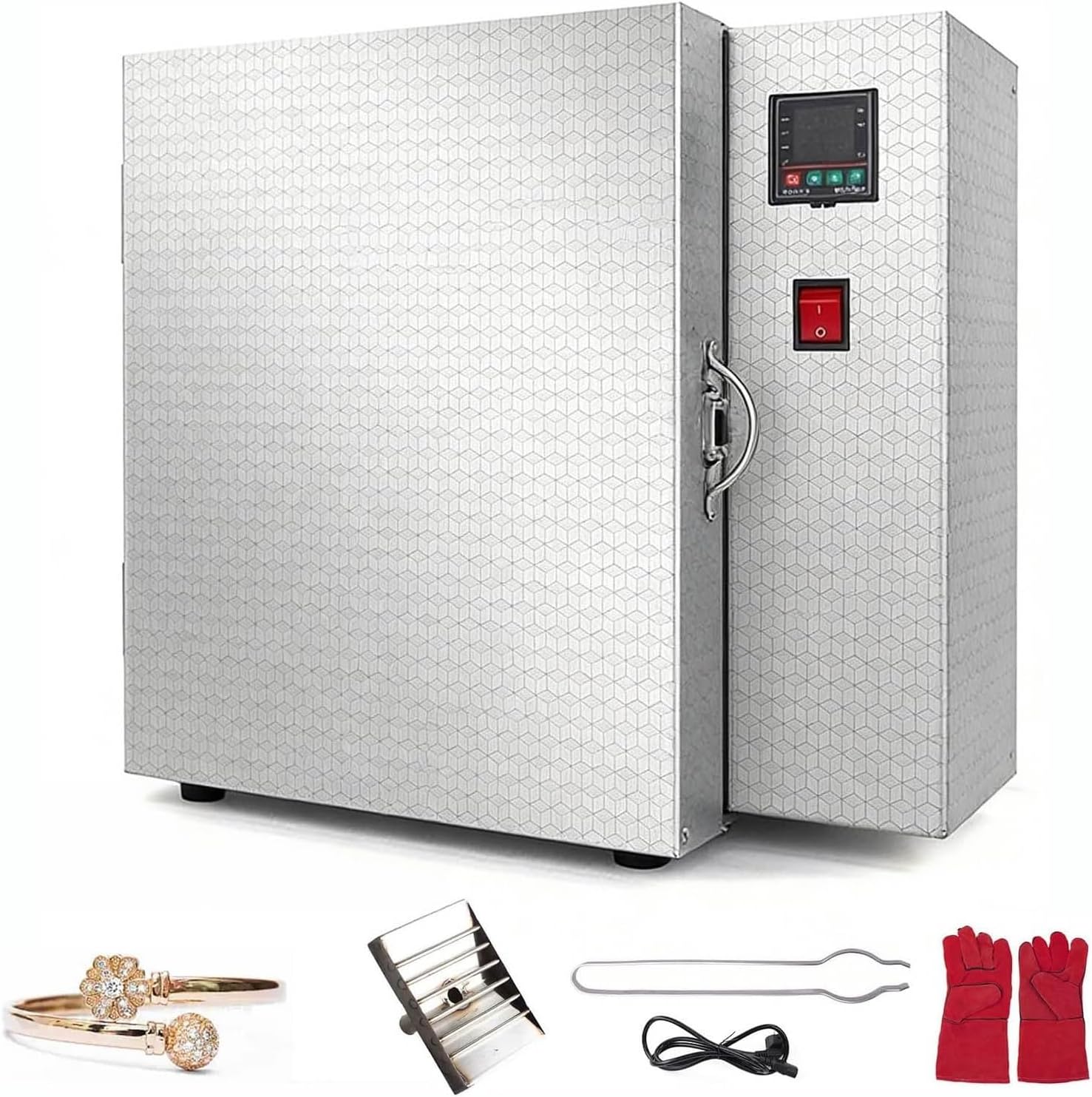 1500W Enclosed Muffle Furnace, Electric Burnout Oven Kiln with 800/900℃ Temperature Control for Metal Melting, Ceramic Sintering, Heat Treatment & Lab Industrial Heating(4-Stage Heat)