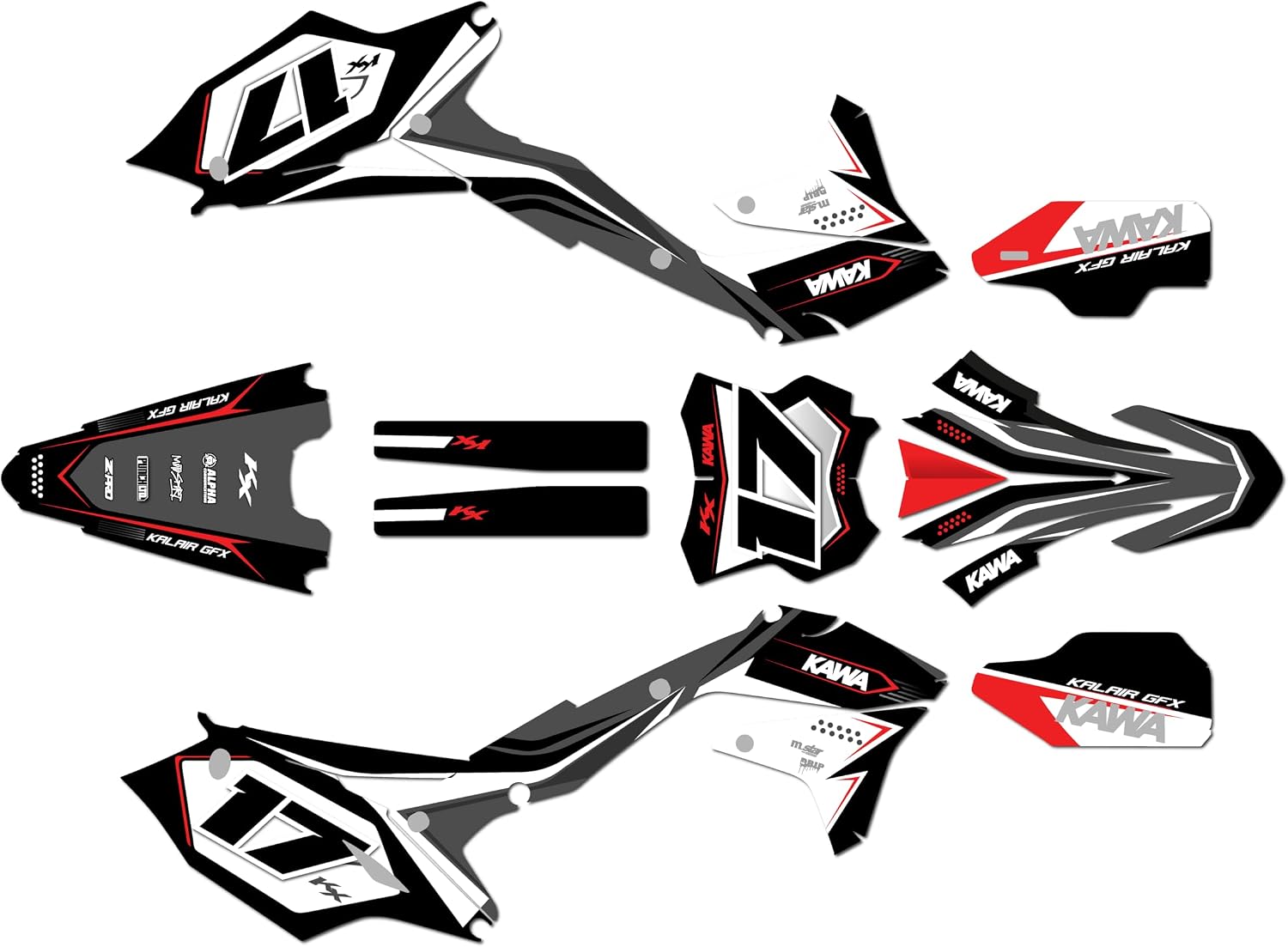 Graphics Kit for Kawasaki KX450F (2016-2018) Stellar Series Green 16 Mil-Dirt Bike Custom Racing Graphics Decals Stickers Kit, no-Plastics