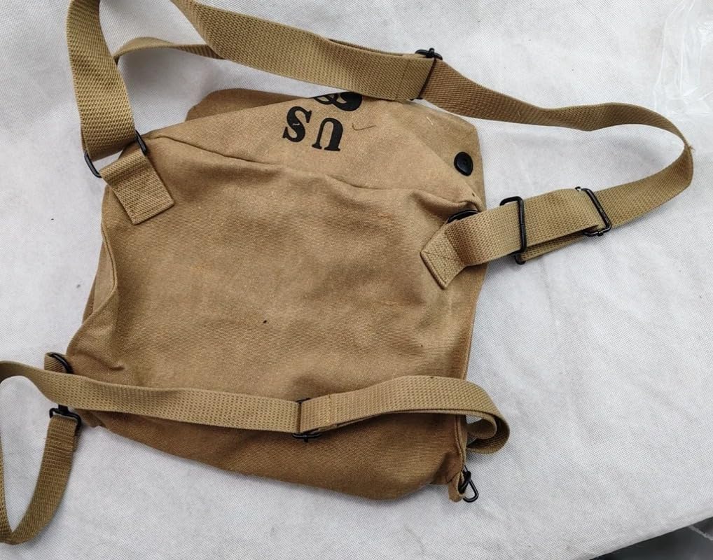 Reproduction WW2 U.S. canvas GAS MASK BAG khaki Color BACKPACK POUCH