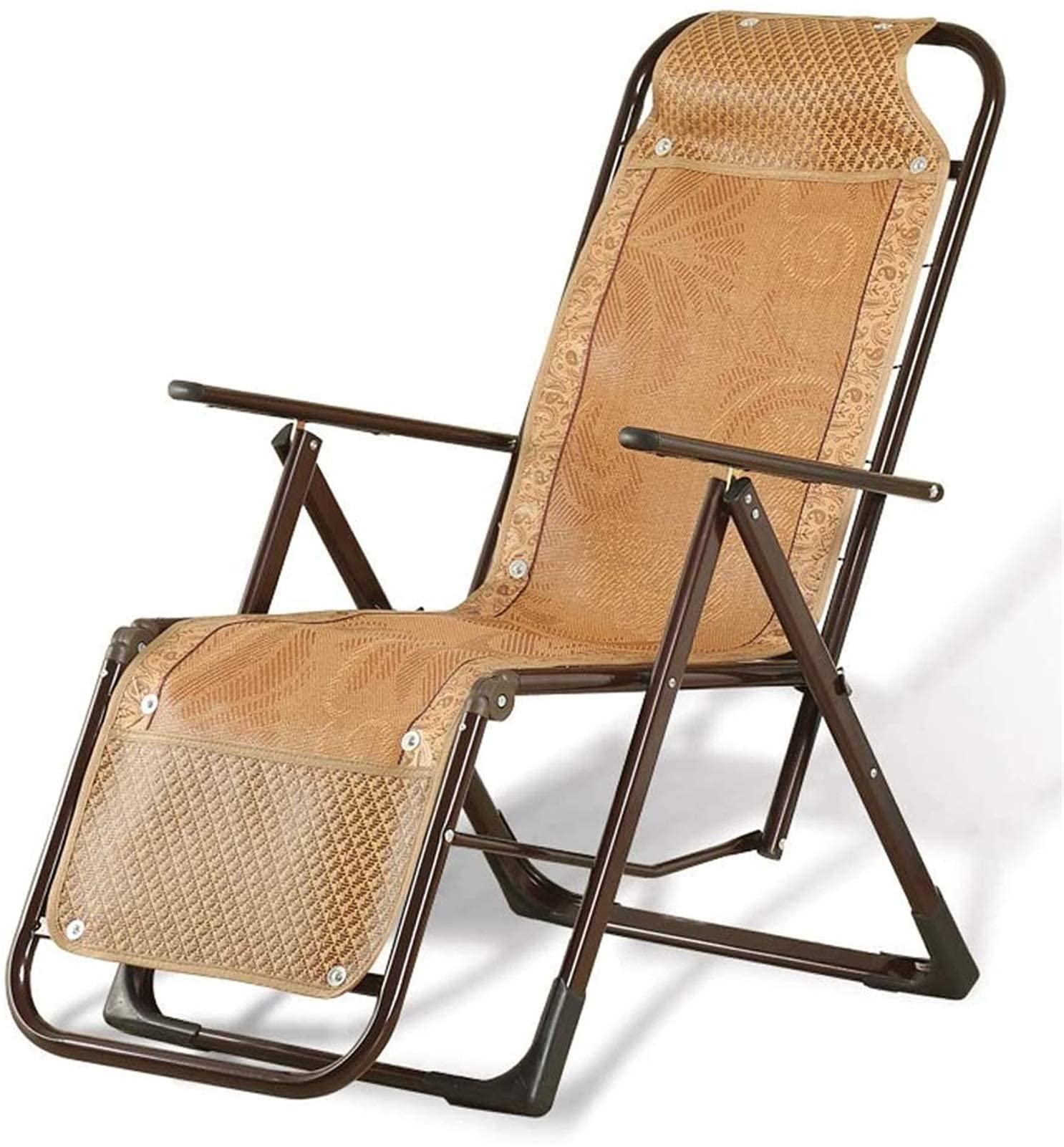 Chaise longue de jardin pliable en bambou tressé pour balcon et sieste