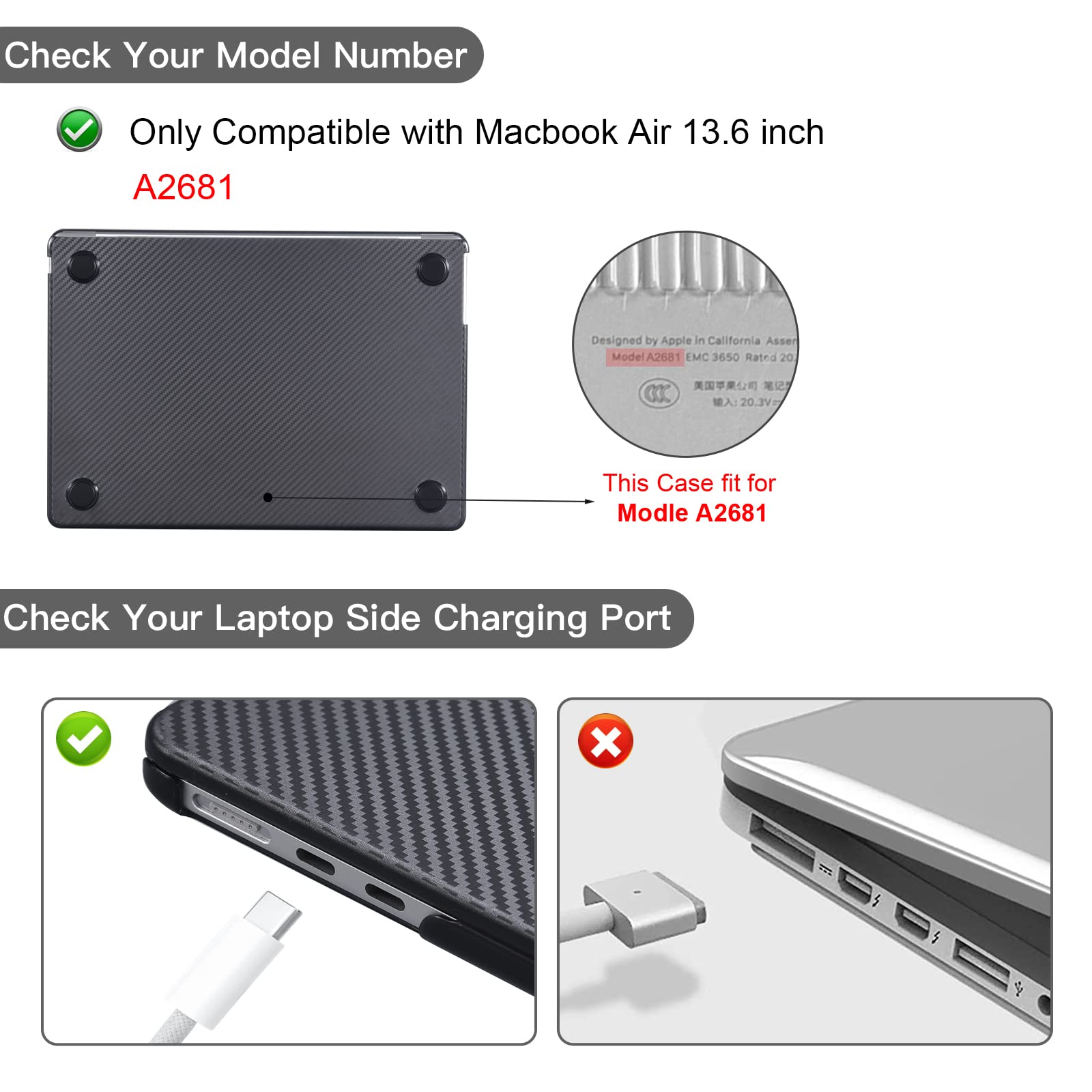BlueSwan Coque Renforcée TPU MacBook Air 13.6" M2 M3 M4 2022-2025 | Transparent Mat Anti-Choc Bord Noir