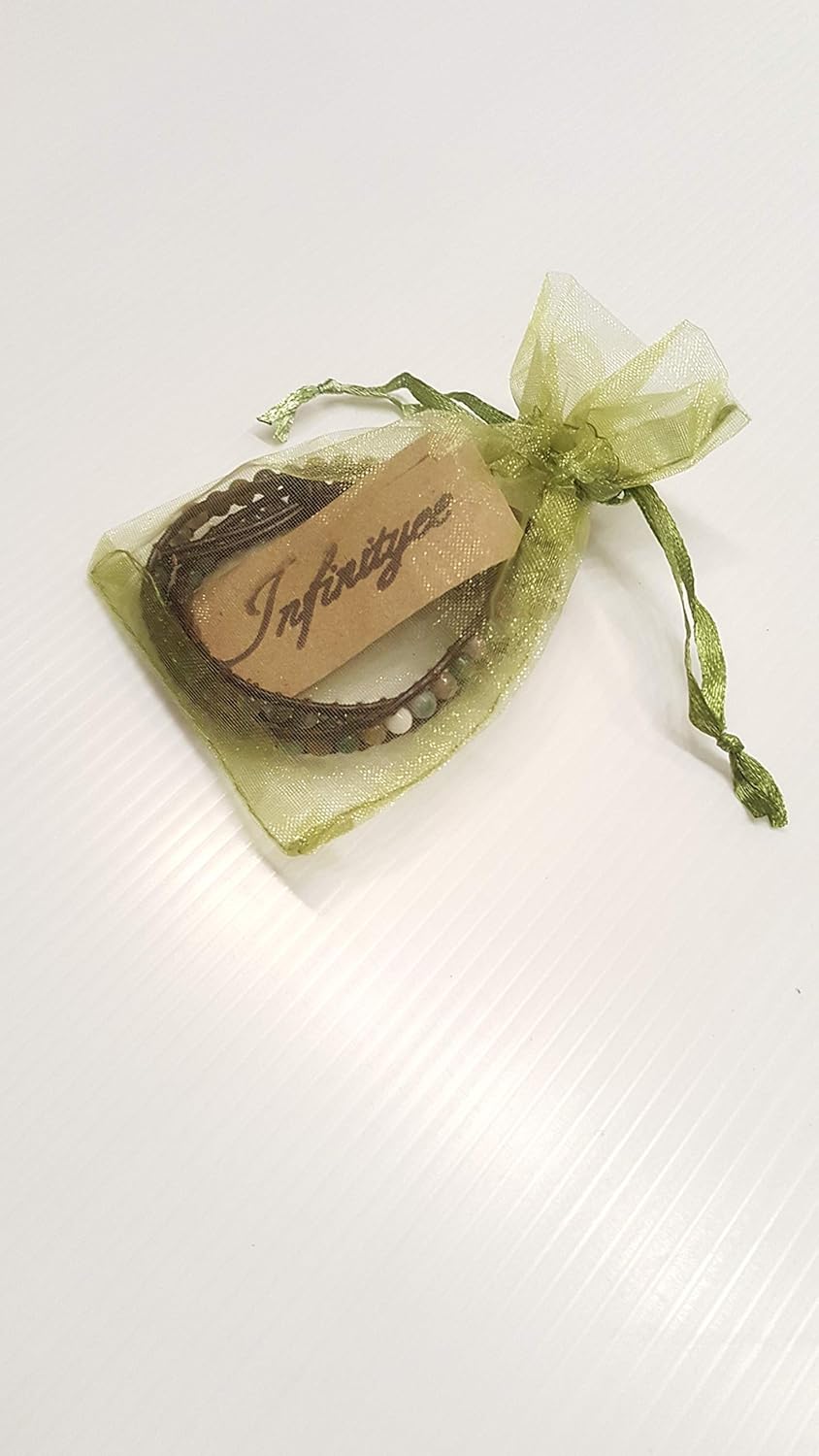 Infinityee888 Jasper 2 Wrap Bracelets and Choker woven Leather Necklace 2 in 1, Men Bracelet, Women Bracelet. - Image 3