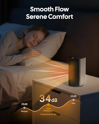 Miniatura 7 de Calentadores de espacio para uso en interiores, calentador eléctrico portátil de 1500 W con termostato, oscilación de 70, 5 modos, temporizador de