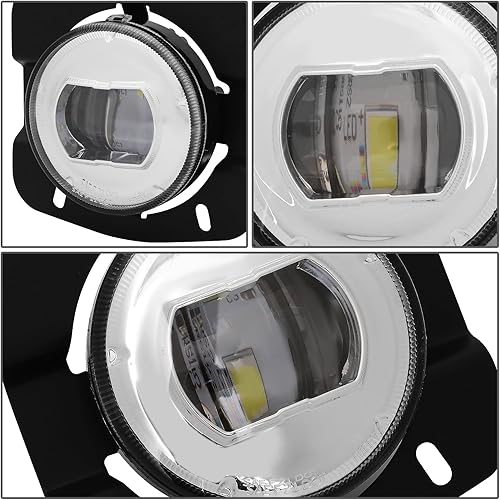 Miniatura 4 de DNA MOTORING FL-HAY-015-CH - Par de faros antiniebla de proyector LED completo compatibles con Kenworth T680 2011-2022, lente transparente cromada