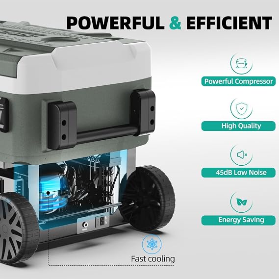 Alpicool Portable Refrigerator for Car, 12 Volt Refrigerator with Wheel 42 Quarts Car Refrigerator Dual Zone Independent Control, Portable Car Fridge 12V/24V Electric Cooler for Camping