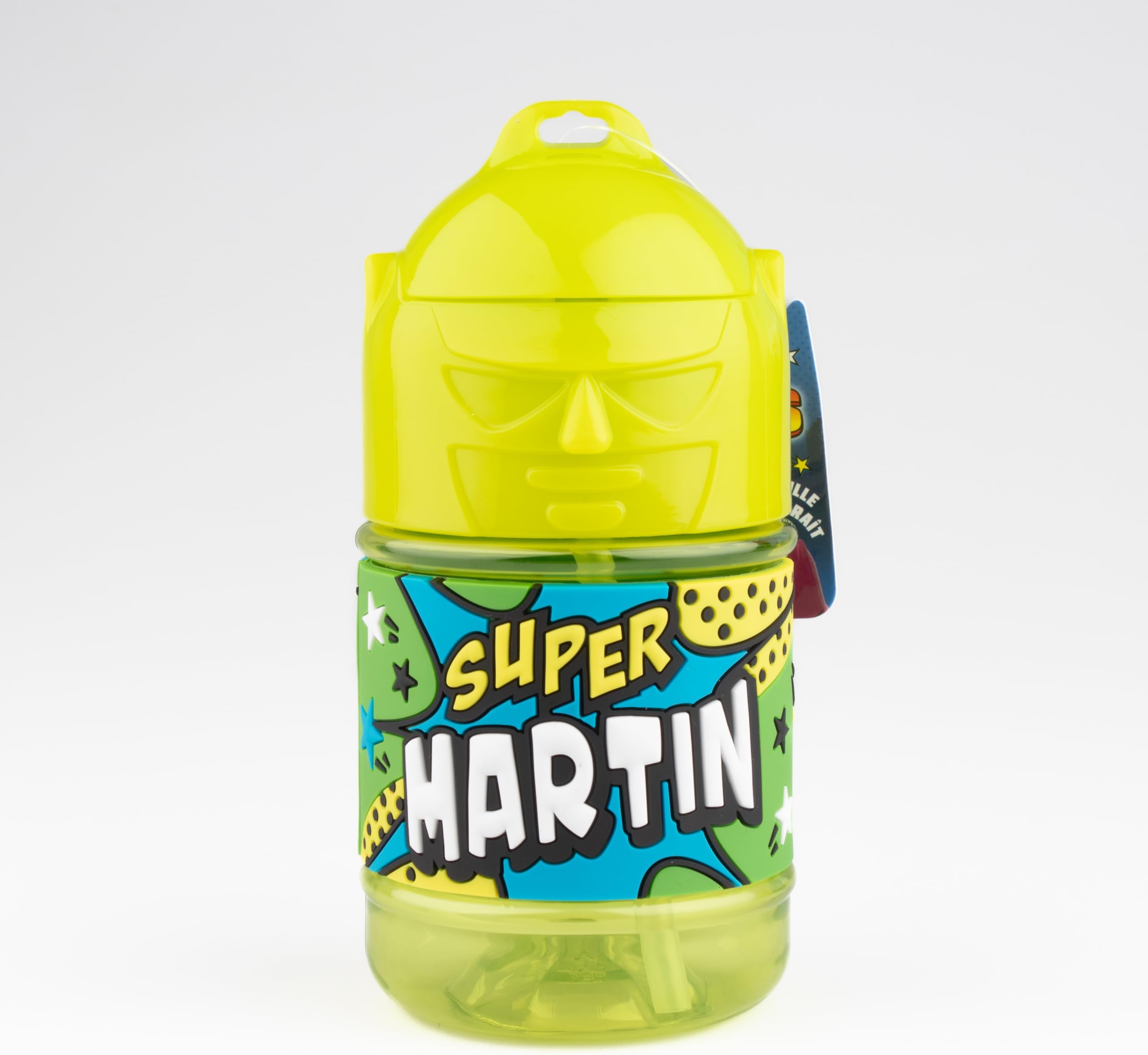 SUPER GOURDE Martin Personalised Kids Drinking Bottle with Straw