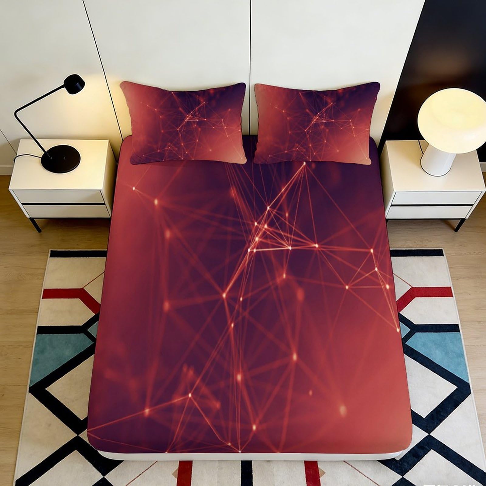 Pnayamiorkfel Style-8 3D Printed Abstract Network Fitted Sheet Microfiber Bedroom Decor Geometric Mattress Cover For Adults Teens 90X200x25cm