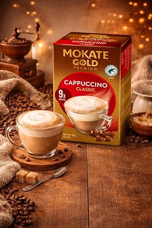 Mokate Gold Premium Cappuccino Classic Instant Coffee Sachets x9 (Pack of 6, Total 54 Sachets)
