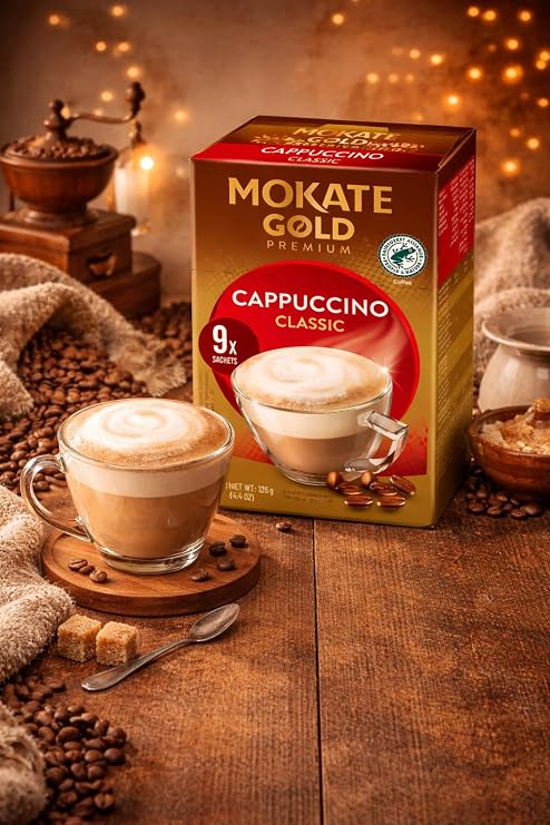 Mokate Gold Premium Cappuccino Classic Instant Coffee Sachets x9 (Pack of 6, Total 54 Sachets)