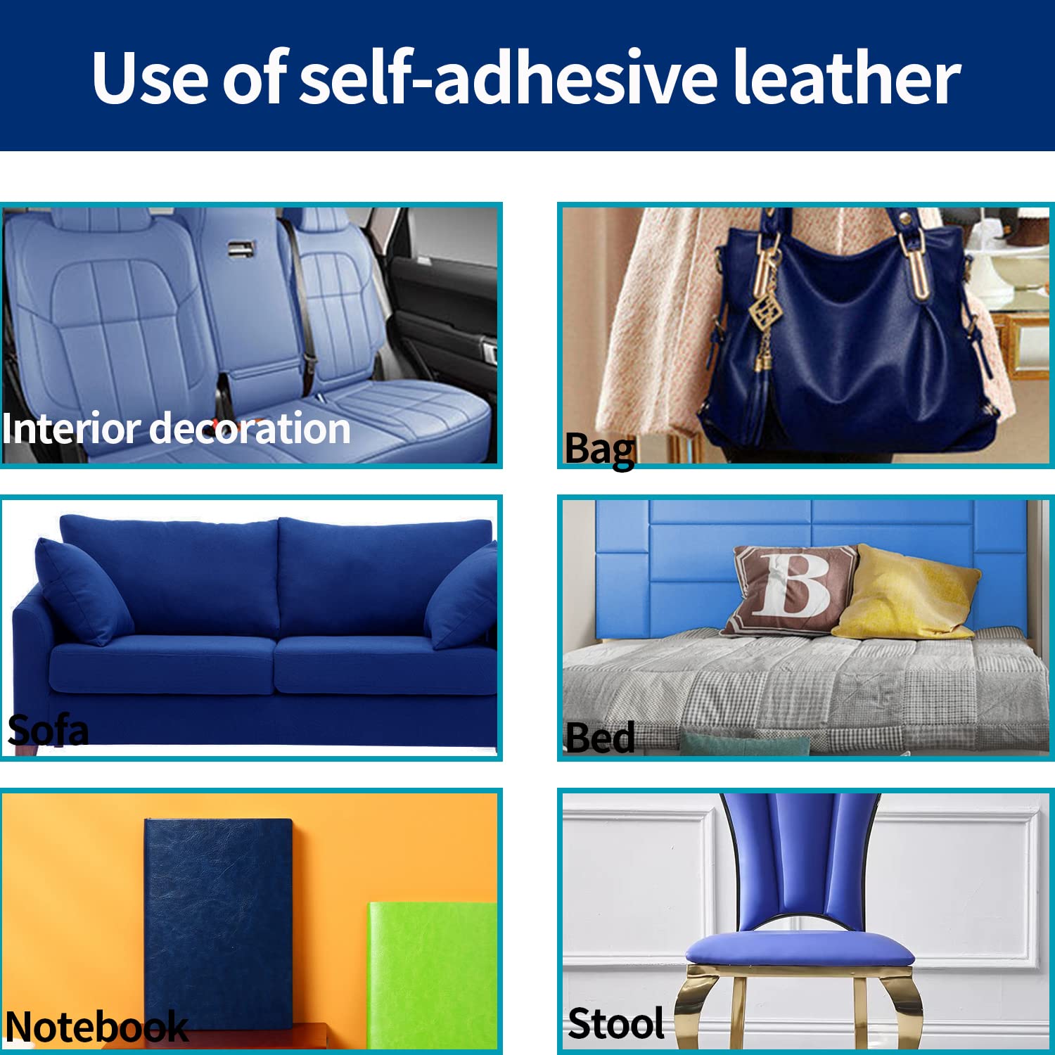 Self adhesive leather repair tape for large furniture, 17.78X78.8 inch refurbishment repair sticker for repairing torn sofa, furniture, car seat, leather repair patch, vinyl repair kit (blue)