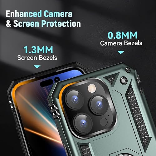 Miniatura 4 de ZOEII Funda para iPhone 13 Pro, con soporte, funda de grado militar a prueba de golpes para iPhone 13 Pro, 6.1 pulgadas, verde