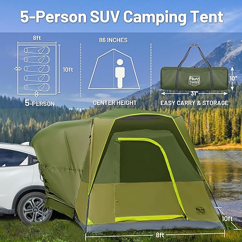 Miniatura 3 de TIMBER RIDGE Tienda de campaña SUV para 5-9 personas con porche de pantalla y toldo para campamento familiar, resistente a la intemperie y portátil