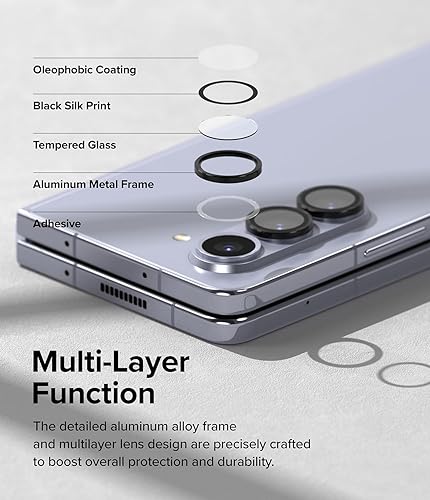 Miniatura 6 de Ringke Marco de lente de cámara compatible con Samsung Galaxy Z Fold 5, protector de lente de cámara, cubiertas de vidrio templado y marcos de