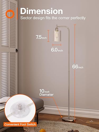 Miniatura 5 de addlon Lámparas de pie para sala de estar con iluminación brillante con pantalla de lámpara de vidrio, lámpara de pie moderna y brillante con