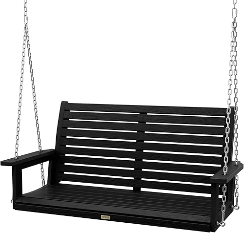 Miniatura 13 de YEFU Columpio colgante para porche al aire libre: banco de columpio de patio de 2 asientos, silla con columpios para todo tipo de clima con cadenas