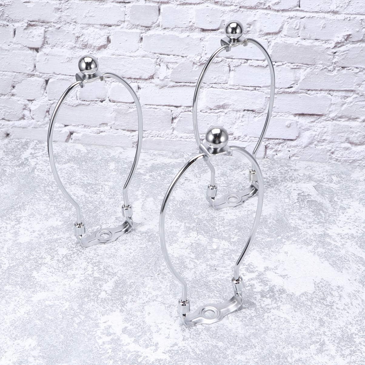 jojofuny 3pcs Crystal Lamp Horn Bracket Heavy Duty Lamp Shade Harp Holder Chrome-plated Floor Saddle Base