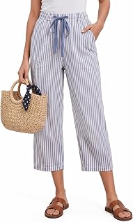 Gestreifte Cropped-Hose für Damen, leger, 3/4-Hose