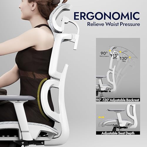 TONFARY Ergonomic Mesh Office Chair with Adjustable Seat Depth, Big & Tall - 4