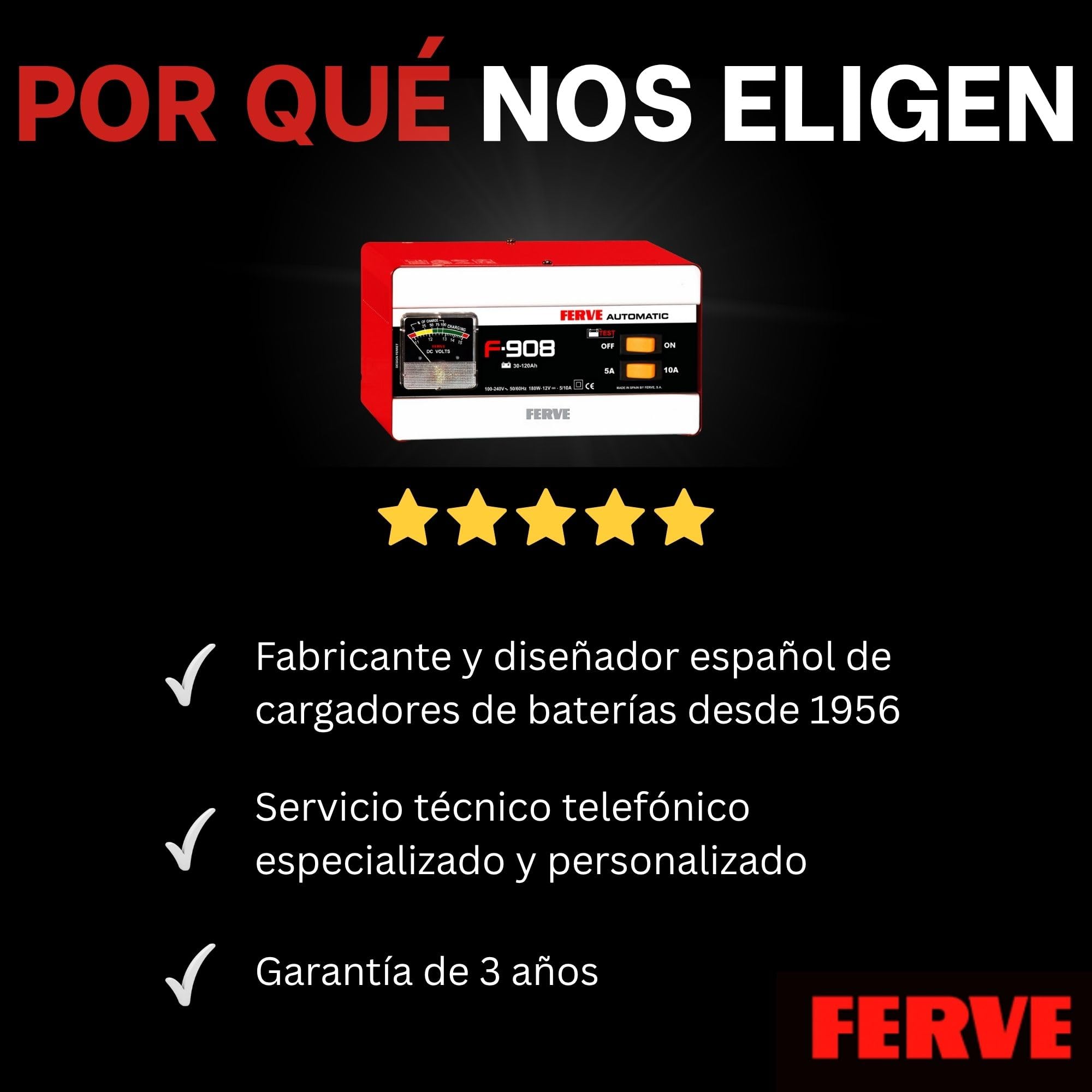 Ferve F-908 Hf Cargador 12V 5-10A